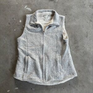 Altar'd State Gray Herringbone Sherpa Lined Zip‎ Vest Women's Small